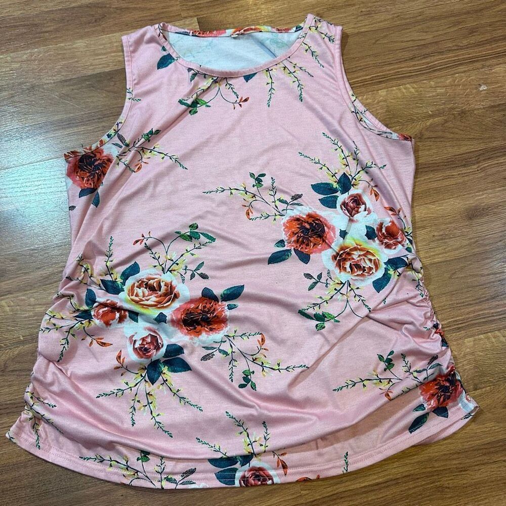 Maternity Pink Floral Tank Top | Women Size Maternity XXL